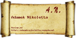 Adamek Nikoletta névjegykártya